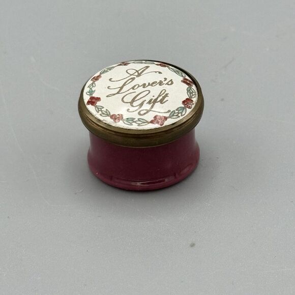 Vtg Staffordshire Enamel Round Miniature Trinket Ring Snuff Box A Lover’s Gift - Picture 5 of 12